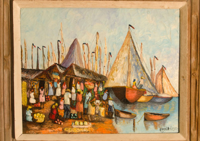 Leger Harold · Two Dingys and Sailboats at Market
